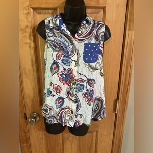Chico’s Paisley and Polka Dot Button up Tank Top